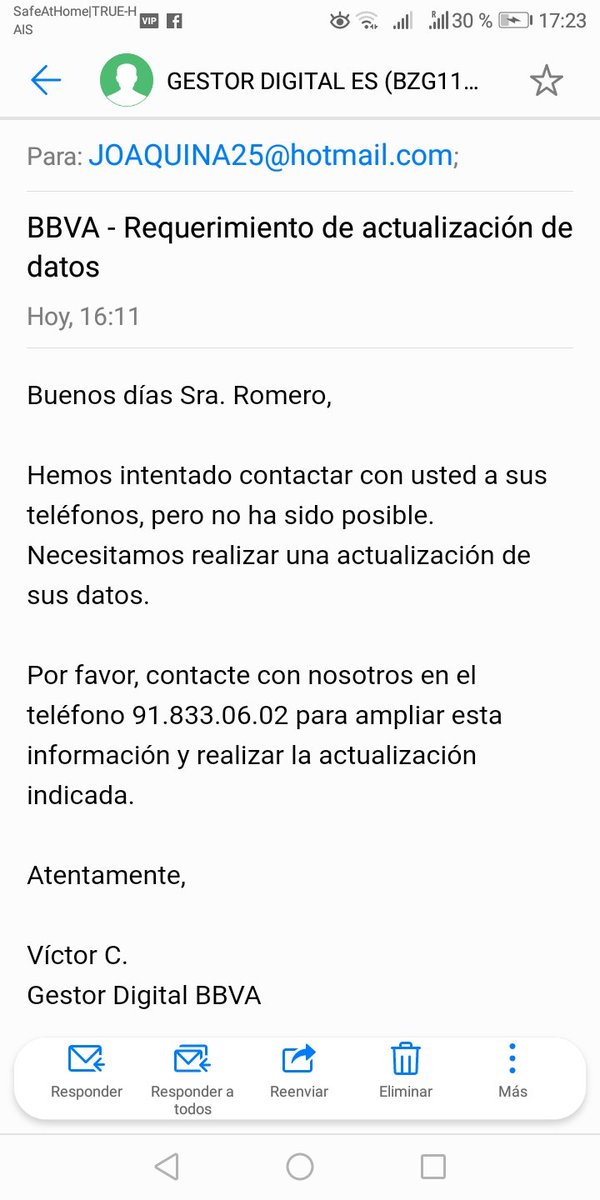 ROMEROJOAQUINA's tweet photo. @BBVAresponde_es Hola, he recibido 2 emails, pero no se si son vuestros, ya que en uno dice que me habéis llamado, y yo no he recibido ninguna llamada. https://t.co/q3xKR8Bv9B