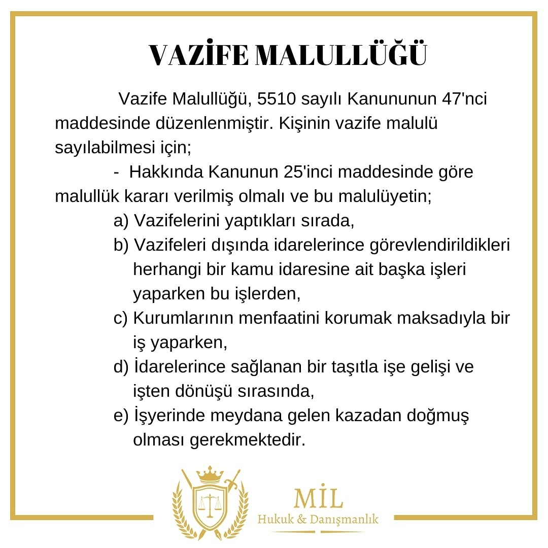 Vazife Malulü sayılmada aranılan koşullar nelerdir?
 milhukuk.com/blog-detay/pol…

#idarehukuku #idareavukatı #idariyargı #iptaldavası #tamyargıdavası #idaremahkemesi #memur #tsk #subay #astsubay #jandarmaastsubay #uzmançavuş #jandarmauzmançavuş #EGM #sözleşmelierbaş #polis #bekçi