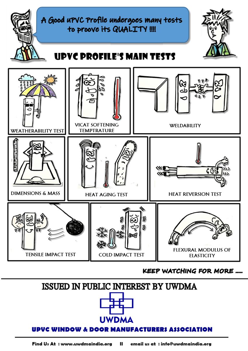 UwdmaIndia's tweet photo. UWDMA AWARENESS INITIATIVE CONTINUES...
Do you know how many tests are performed to achieve best 
Quality upvc profile?
Let's take a look 👇
@CouncilofArchi1 @mesbaiofficial @FenNews @archpaper @ideaarchitectss @ArchitectsIndia  @CREDAINational @CREDAINCR https://t.co/mrCCCRWnaV https://t.co/7hzeJWUwWo
