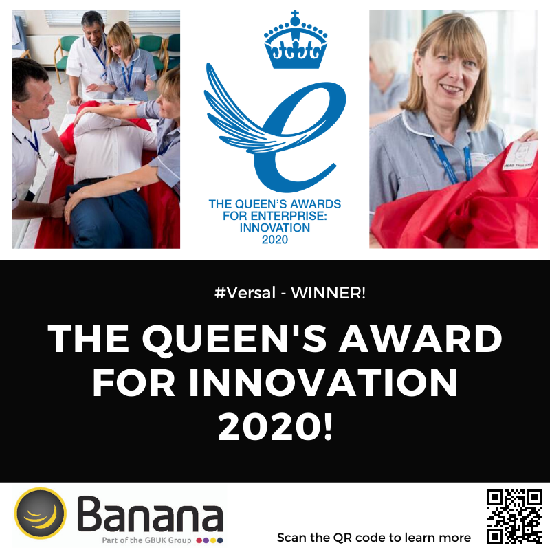 GBUK_Group's tweet photo. Thrilled to announce GBUK Banana, a division of @GBUK_Group have been awarded a Queen's Award for Innovation for our #Versal system improving #patientmoving & #patienthandling @QueensAwardforInnovation!! https://t.co/QZONukgdjW