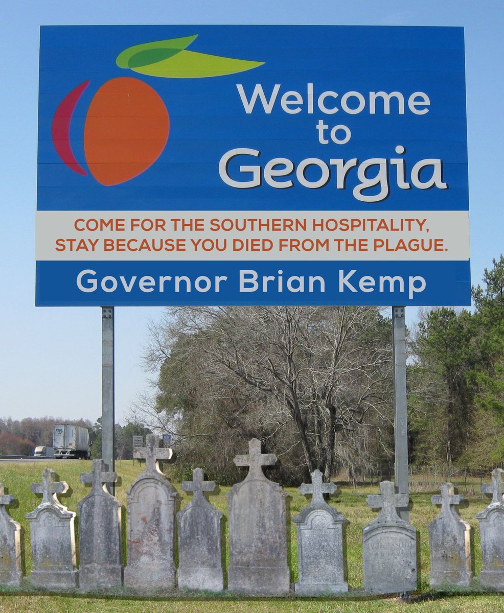 DKthroughmyeyes's tweet photo. @thomaskaine5 @businessinsider Welcome to Georgia! #COVID19 #CoronavirusPandemic #COVIDIOT #KempKILLS #TrumpVirus #GeorgiaAlive #TrumpPandemic #TrumpPlague #GOP #GOPGenocide #GOPDeathPanels https://t.co/vhwJGLVAsE