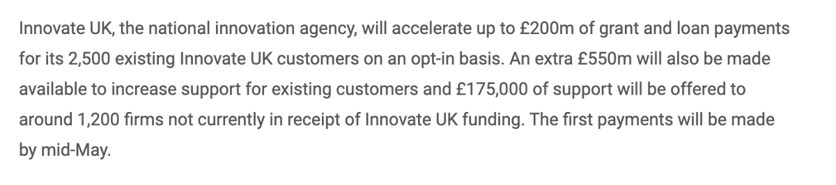 Other plank of £1.25bn support is £750m in R&D grants and loans. But it seems from the wording of the announcement that companies who will benefit from that support have already been earmarked.