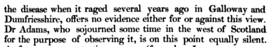 But what do I find when I read other books? Surgeons talking about Joseph Adams and his trip to Scotland to specifically see and learn about sibbens!