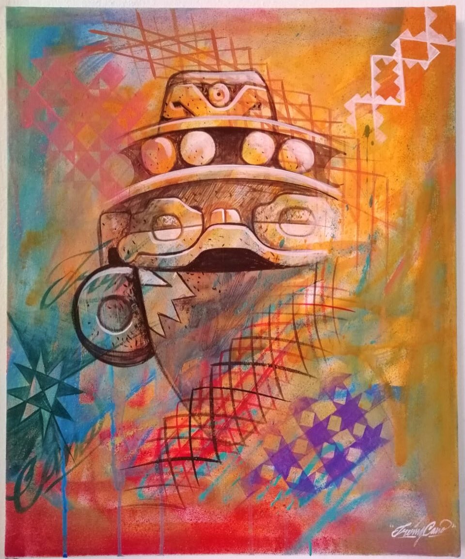 Irving Cano a Twitter: "Esencia, raíz, identidad, reflejo, cultura  cualidades aquí representadas, acrílico y aerosol sobre tela. #cultura #art  #mexicano #zapotecas #lasnubes #elcielo #elcosmo #universo #miraiz  #graffiti… https://t.co/FKizAZdf4C"