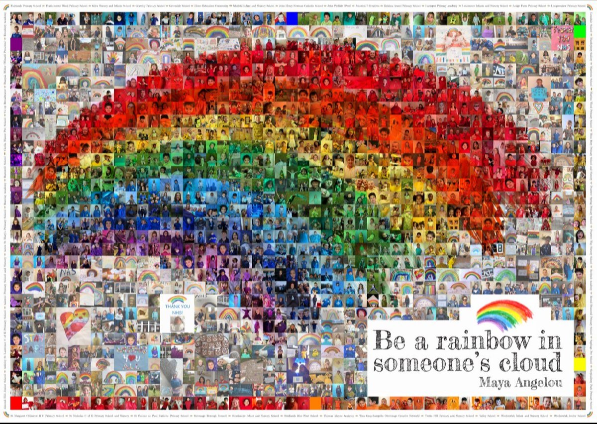MossBuryPrimary's tweet photo. Thank you to all the families who sent in photos towards the Rainbow Arc of Hope, as you can see the result is amazing! The Arc of Hope has now been submitted to the Royal Academy for entry into the Young Artists’ Summer Show. 🌈☺️ https://t.co/TVDkF6HUcg