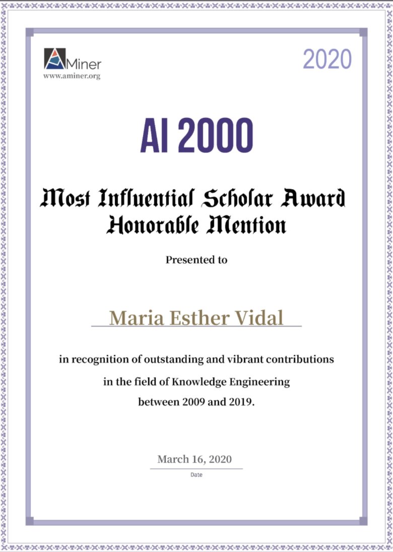 TIB_SDM's tweet photo. We are happy to announce that the head of @TIB_SDM @MEVidalSerodio is among the #AMiner #AI 2000 top-50 'Most Influential Scholars Honorable Mention' in the field of #KnowledgeEngineering 

Congratulations! 

https://t.co/nwni1KyXec https://t.co/LXr9ua9Y8G