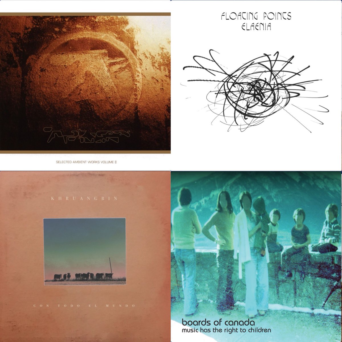 GarethERoss's tweet photo. @TimNewburn @crewebencrewe Recently mu  #msictowriteby Aphex Twin, Selected Works v2 for first thing in the morning; Floating Points, Elaenia, midday, awake now; Kruanghbin, Con Tudo El Mundo, evening grove; Boards of Canada, Music has the Right… late night, getting delusional https://t.co/EoFEqZqFg0