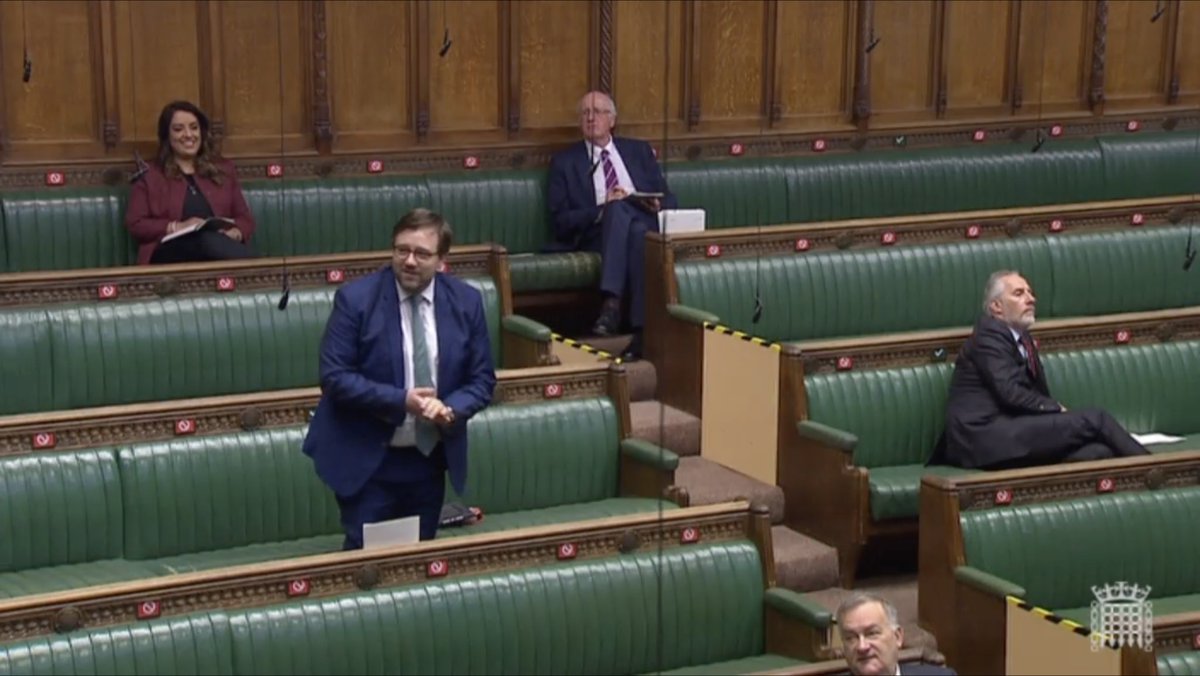 Labour MP  @CPJElmore asks a question from the sparsely populated chamber. MPs have listened to the Speaker and stayed at home.