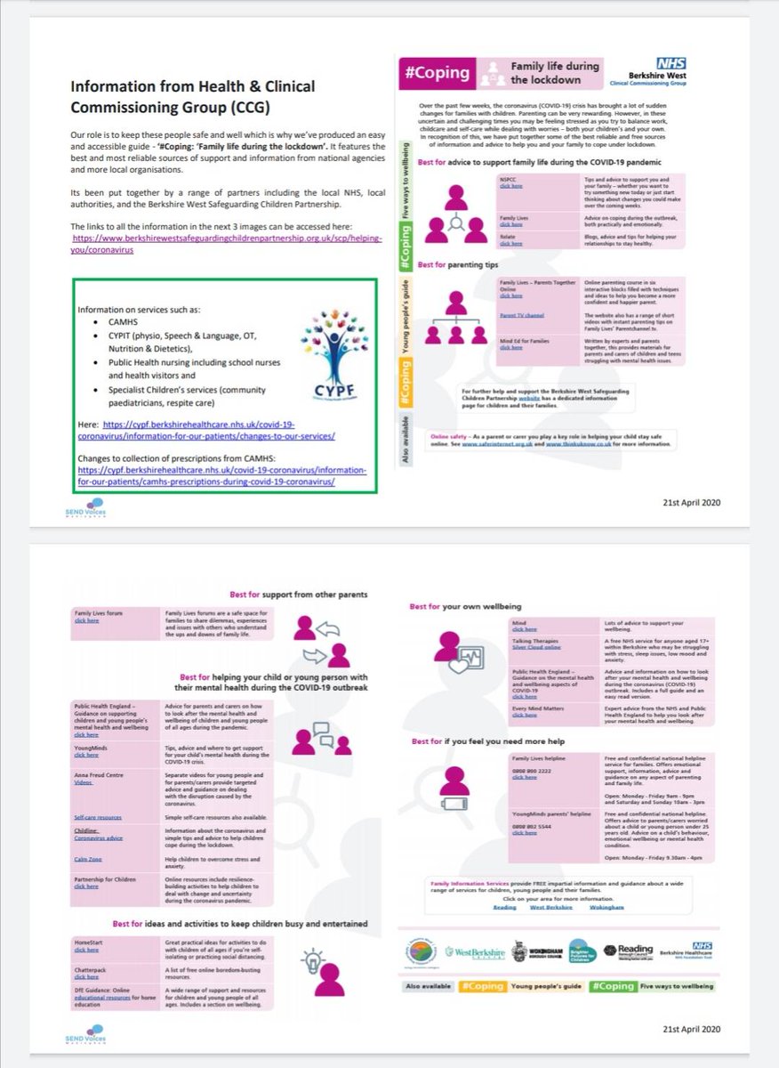 Covid 19 quick reference guide for SEND families