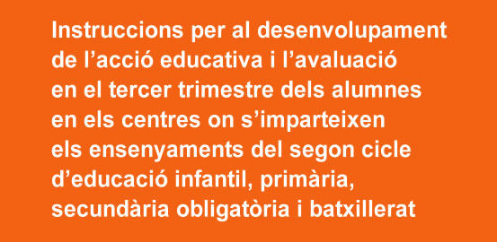 Instruccions per al desenvolupament de l’acció educativa i l’avaluació al segon cicle d’educació infantil, primària, secundària obligatòria i batxillerat.
documents.espai.educacio.gencat.cat/IPCNormativa/D…
#recursos #JoEmQuedoACasa