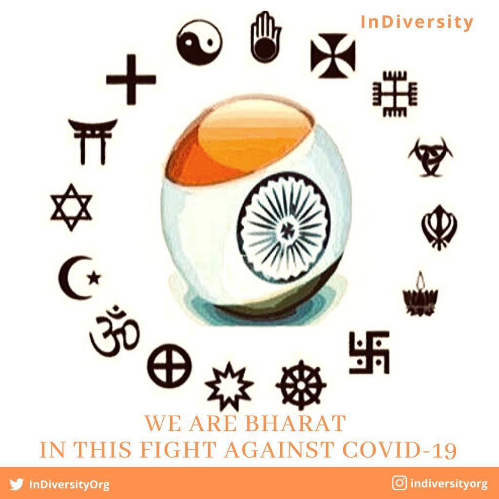InDiversityOrg's tweet photo. #lockdown We are Bharat in this fight against COVID-19. Step beyond the veil of your identity to stand united in this fight against the unknown and the unseen enemy. United we stand - victorious we shall emerge🙏🏻 #IndiaFightsCOVID19 #JaiHind @PMOIndia @vivekagnihotri https://t.co/Im5xSwoyg9