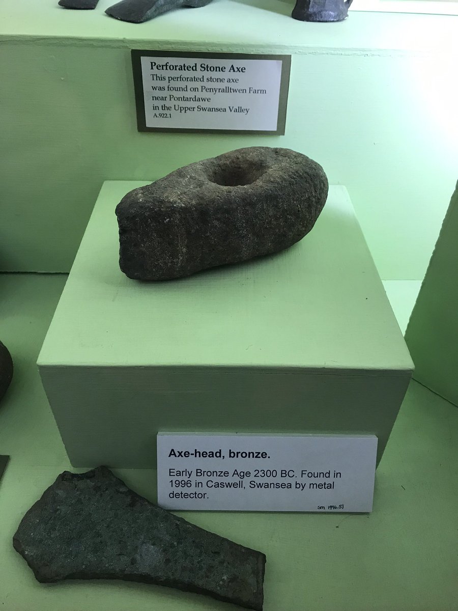  #MuseumsUnlocked These beautiful examples of axeheads and flat axes date to the Chalcolithic/Early Bronze Age c. 2300-1600BCE. Again, all were uncovered from Abertawe, Gower and the Upper Abertawe Valley (3)