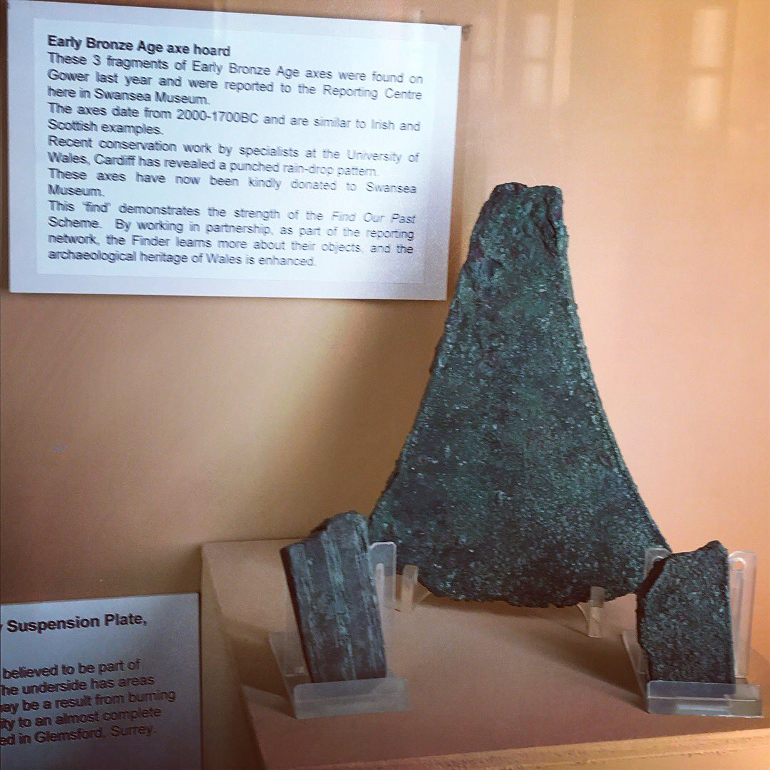  #MuseumsUnlocked These beautiful examples of axeheads and flat axes date to the Chalcolithic/Early Bronze Age c. 2300-1600BCE. Again, all were uncovered from Abertawe, Gower and the Upper Abertawe Valley (3)