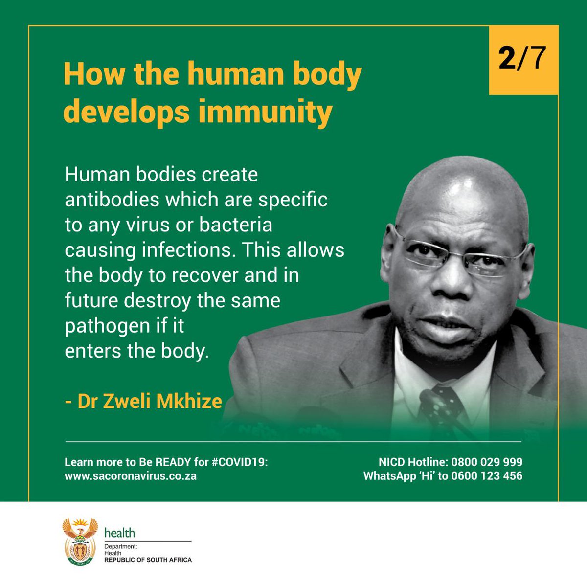 There have been many questions about whether a person can contract  #COVIDー19  #Covid19inSA a second time after shedding the viral load.  @DrZweliMkhize explains what immunity means and how it relates to  #coronavirus...(1/2)