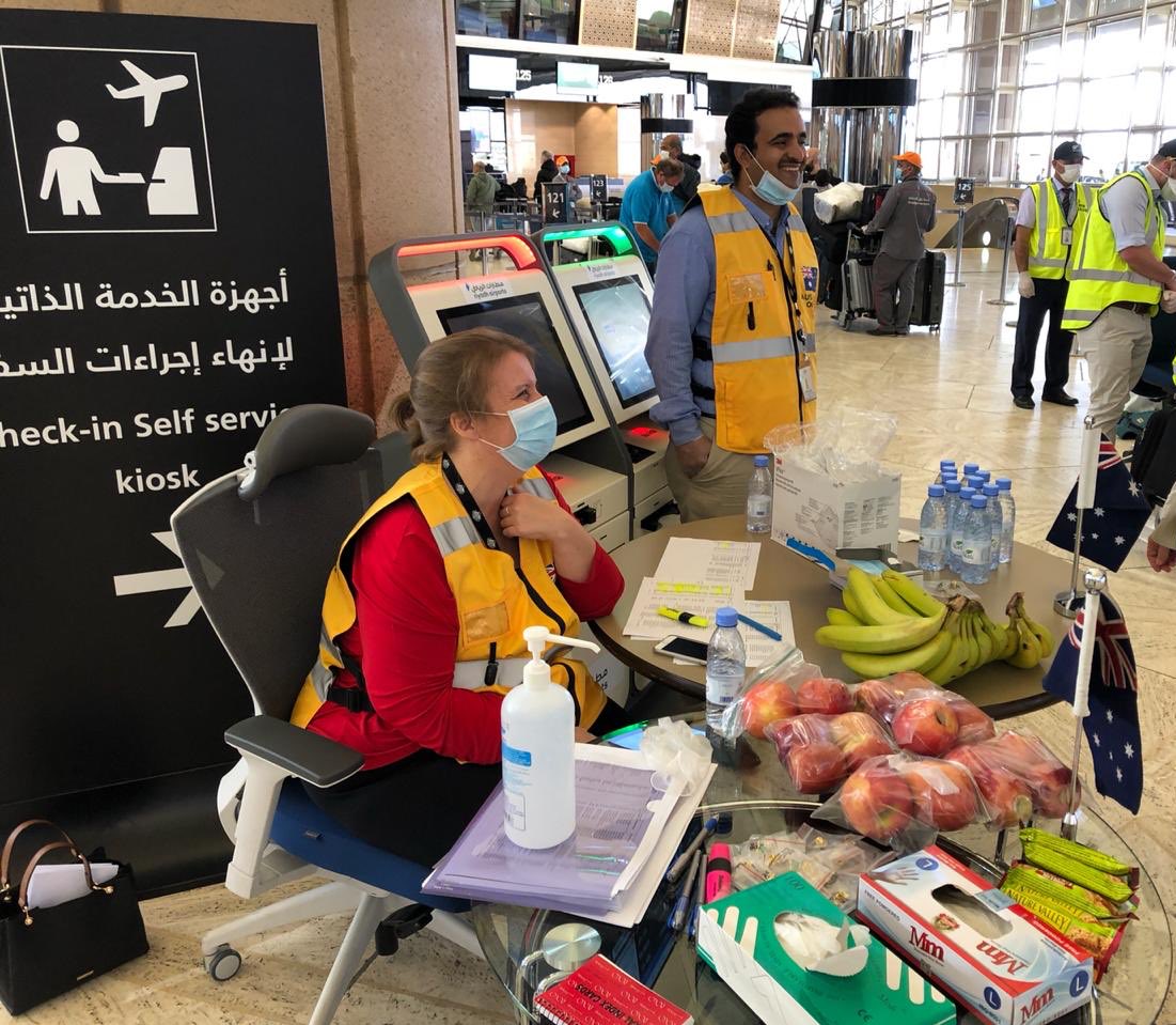 AusAmbKSA's tweet photo. Thrilled to see >70 Aussies and their families on the way home to 🇦🇺 from 🇸🇦 today. Thanks to #Saudia and authorities in #KSA for working with us to make this special flight happen. And grateful for the fantastic friendship and support of the NZ Embassy. Safe travels! https://t.co/XuGye06X7X