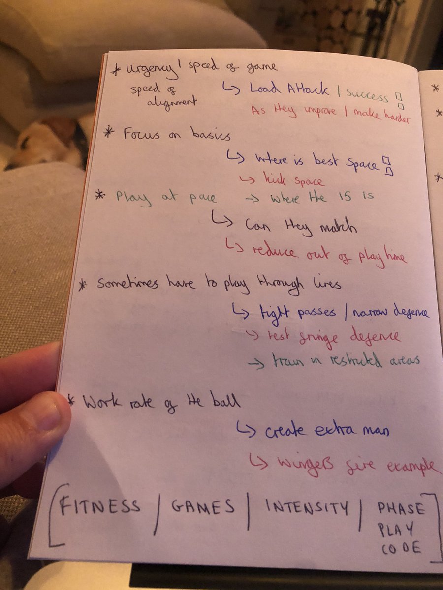 jkrugbycoaching's tweet photo. Caught up on another brilliant webinar with Stuart Lancaster. Really enjoyed picking up gems and using the lockdown to do vast amounts of CPD 🏉 😎 📝 #learningeeveryday #inspiring #scruffynotes #multiplecolours #whatyouputiniswhatyougetout💪 #intensity #gamebased @ERrugbycoach https://t.co/6FhpHkMWxI