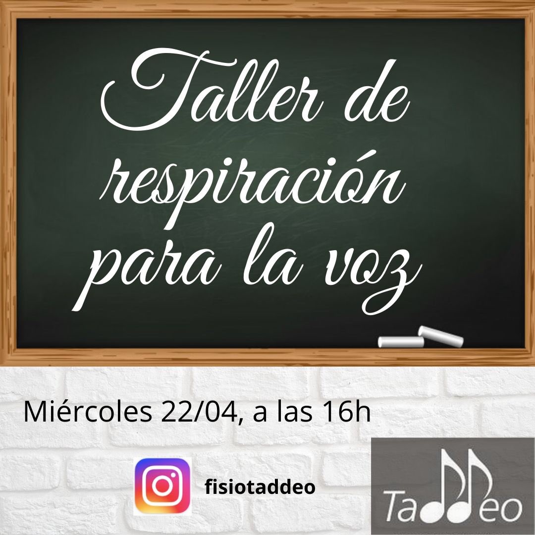 De la fisiología al arte: taller de respiración para el canto. Hoy en directo por instagram (fisiotaddeo) y facebook (Fisio Taddeo).