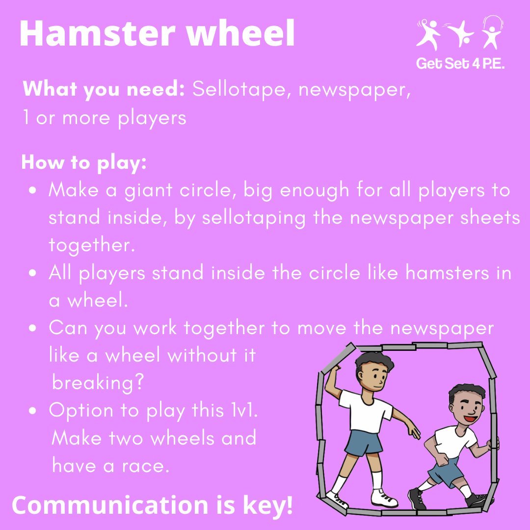Let’s go team! Hamster wheel #PEatHome #StayHomeStayActive #StayInWorkOut #ActiveAtHome #InThisTogether