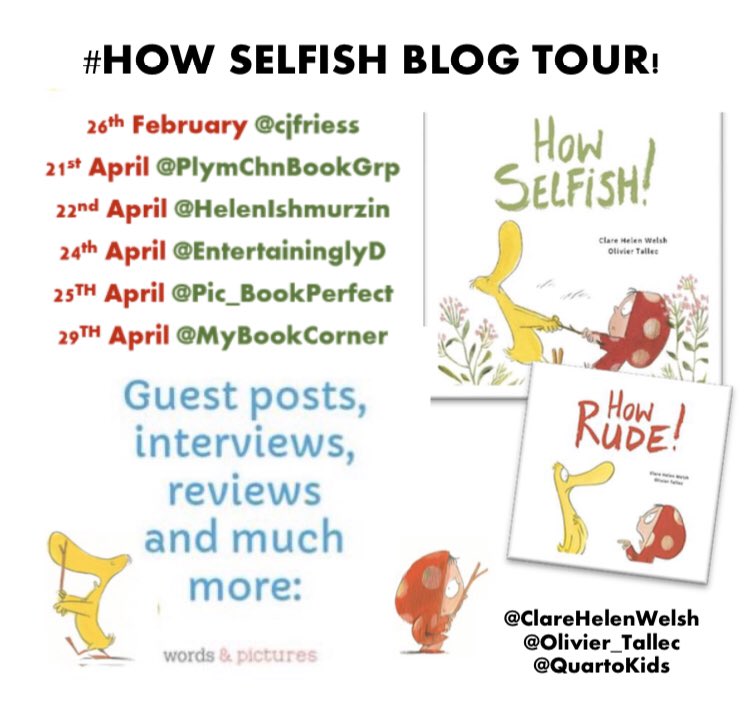 ClareHelenWelsh's tweet image. Thank you @HelenIshmurzin for taking part in #HowSelfish ‘s blog tour&amp;amp;for this review: “How Selfish! is a fun&amp;amp;playful story,which subtly but effectively teaches kids about sharing,compromise&amp;amp; the value of friendship.” #DotandDuck #OlivierTallec @QuartoKids helenishmurzin.wordpress.com/2020/04/22/blo…