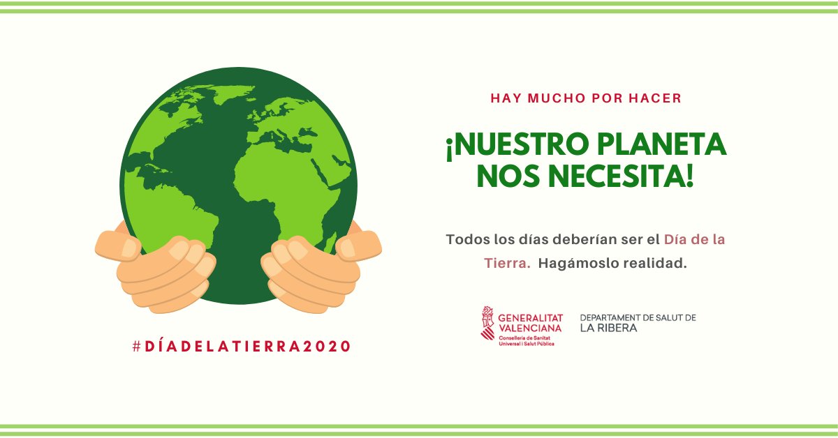 GVAlaRibera's tweet image. Fa 50 anys que es va declarar el 22 d&apos;abril com el #DíadelaTierra🌍
🌲🌳Hui, demà i sempre posa el teu granet d&apos;arena per a protegir el planeta. 👉La terra i la nostra salut t&apos;ho agrairan!
♻️Recorda: Practica les tres erres: #Redueix #Reutilitza #Recicla‼️
#EarthDay2020 #EarthDay
