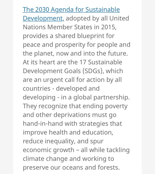 anyways, on to the  #SDGs: these are goals “which are an urgent call for action by all countries... in a global partnership.” they are part of the 2030 Agenda for Sustainable Development, which is a plan that, to put it overly simply, aims to ~save the world~