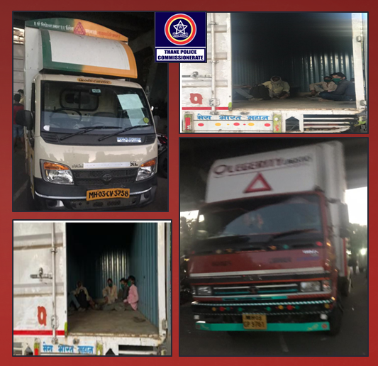 वागळे ट्रॅफिक युनिटने नितीन जंक्शनवर मध्य प्रदेश व कल्याण येथे अवैधरित्या  माणसांची वाहतूक  करणारी २ वाहने पकडून त्यातील११ ईसमांना घेतले ताब्यात व निवारा घरात त्यांची व्यवस्था करण्यात आली.#HelpingHands #WarAgainstCoronavirus