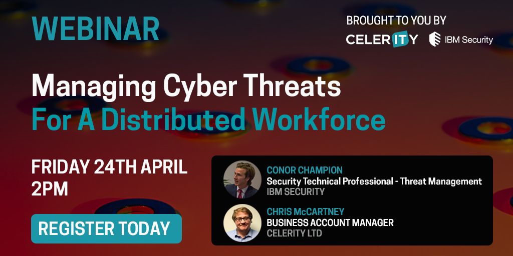 Join <a href="/CelerityLimited/">Celerity Limited</a> and <a href="/IBM/">IBM</a> showcasing how organisations can still manage cyber threats effectively for their distributed workforce during #COVID19 

Register your place today: buff.ly/2Vqw0S3 
#cybersecurity #threatmanagement #SIEM #whennotif