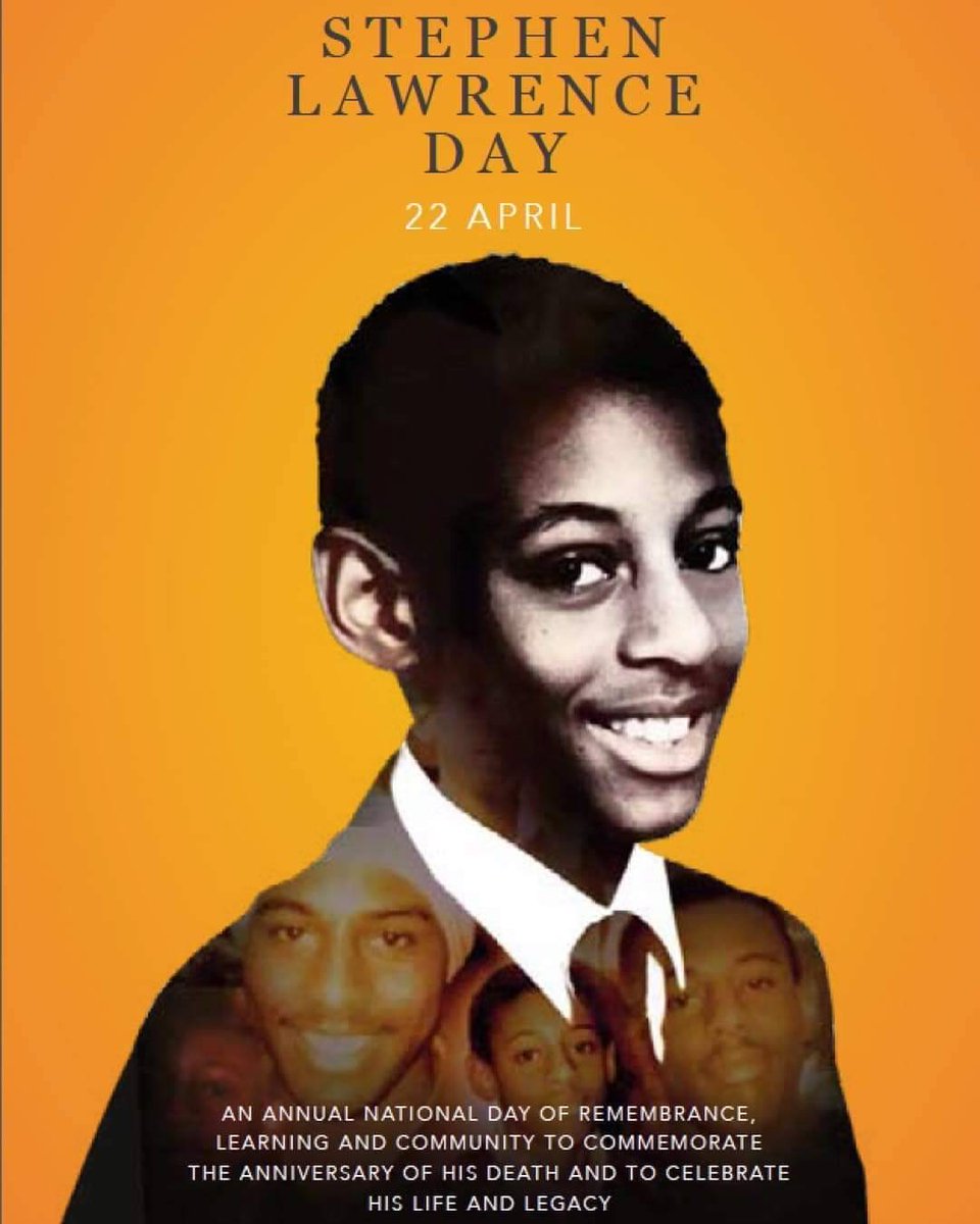 BlkHistStudies's tweet photo. Today is the second National #StephenLawrence Day – a day commemorating Stephen Lawrence who was killed in an unprovoked racist attack in South London. 

13 September 1974 - 22 April 1993 -
 Rest in Peace ❤️🙏🏾

#stephenlawrenceday https://t.co/DkSZCZDn8E