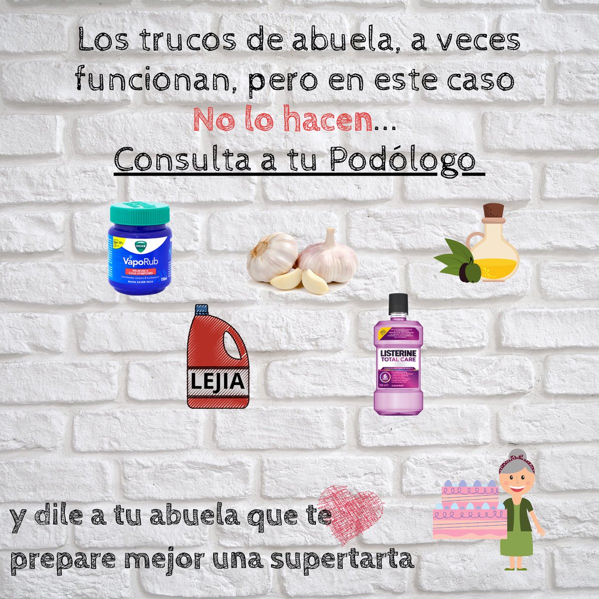 En vez de fiarte del diagnóstico y tratamiento de tu vecino o mejor amigo, lo mejor que puedes hacer es consultar a tu Podólogo. Así no perderás tiempo para resolver tu problema, ya que el tiempo es determinante en este caso. #FakeNews #onicomicosis #hongos #podologo #podologia
