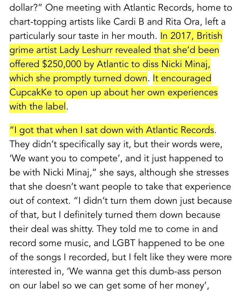 This also refers to how powerful white executives who run and have taken over the Rap Industry labels want her gone (namely Atlantic Records). Even though Rap is a Black genre of music, it has been monopolized and white washed throughout the years. She won’t stand for it.