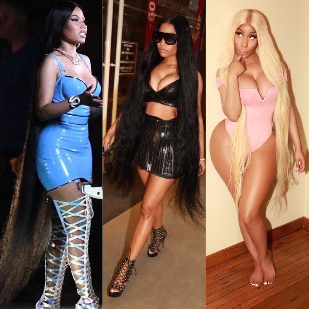 Nicki also popularized the “inches” style in 2017 as she wore various floor length hairstyles throughout that time period. This also compares to the common image of Pocahontas.