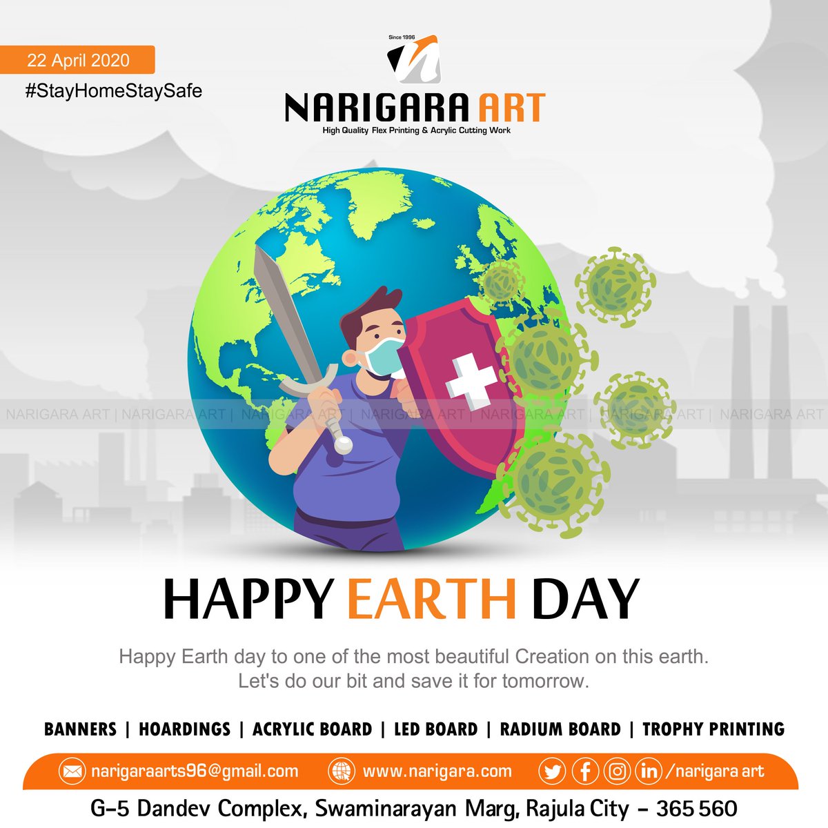 NarigaraArt's tweet photo. Happy Earth Day !!!
#EarthDay2020
#StayHomeStaySafe
#Advertising #Banner #Hoarding #LedBoard #AcrylicBoard #RadiumBoard #RickshawAd #RollerUpStandee #VinylPrint #OneWayVisionPrint #BussinessCardPrint #NarigaraArt #Rajula #Ahemdabad #Surat #Gujarat https://t.co/3gWp6kB3fz