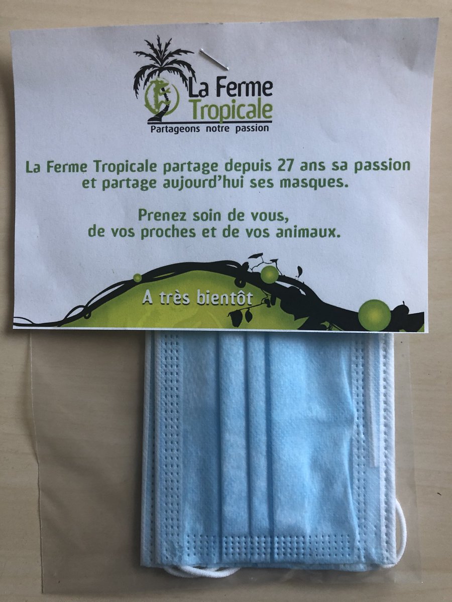 PoncinElise's tweet photo. Une superbe #idée, un beau #geste! Quand les #entreprises #partagent leurs #masques avec leurs #clients. Et des #délais de #livraison courts même en cette #période. Nos #NAC se joignent a nous pour vous dire #merci @FermeTropicale ! https://t.co/k8fvcpFb8F