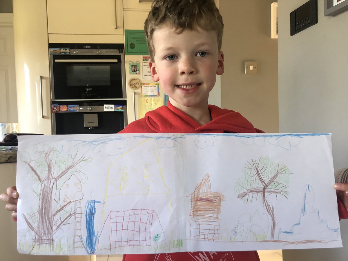 darlingtonsarah's tweet photo. @menstonprimary Henry’s Garden, featuring a tree house, fountain and football goal! 
Year 2 - Maple class. https://t.co/qsapx0jhKf