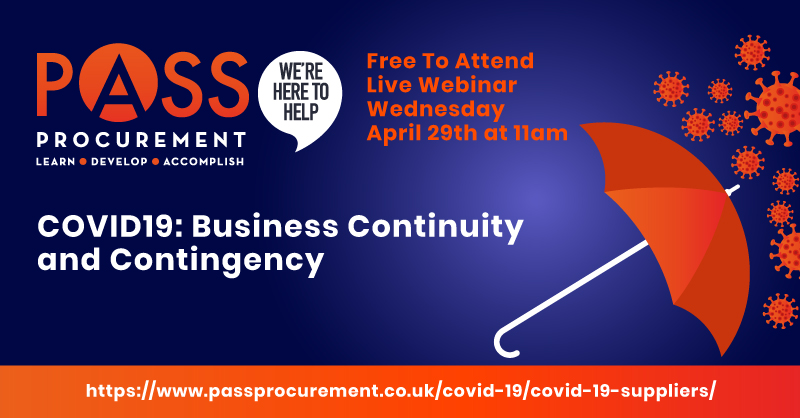 PASSprocurement's tweet photo. Our latest Supplier focused webinar looks at what contractors need to consider moving forward to ensure that they can provide comfort to buyers in their business continuity and contingency plans. Register for free: https://t.co/XvhXcfyqsz https://t.co/rblkc5B8fK