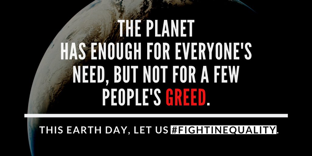 FightInequality's tweet photo. Saving the planet requires us to #fightinequality.

#EarthDay https://t.co/IZpGly9cis