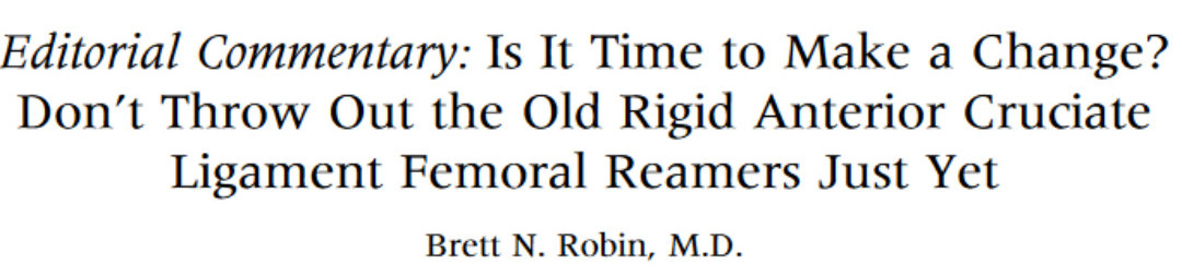 ArthroscopyJ's tweet photo. More on the debate between techniques for ACL femoral tunnel drilling in this editorial commentary, from a outside-in surgeon Brett Robins. In which camp do you stand? 
#aclreconstruction #kneearthroscopy #femoraltunneldebate
full editorial here ⬇️
https://t.co/80hctnU64S https://t.co/GZGTghPMPW