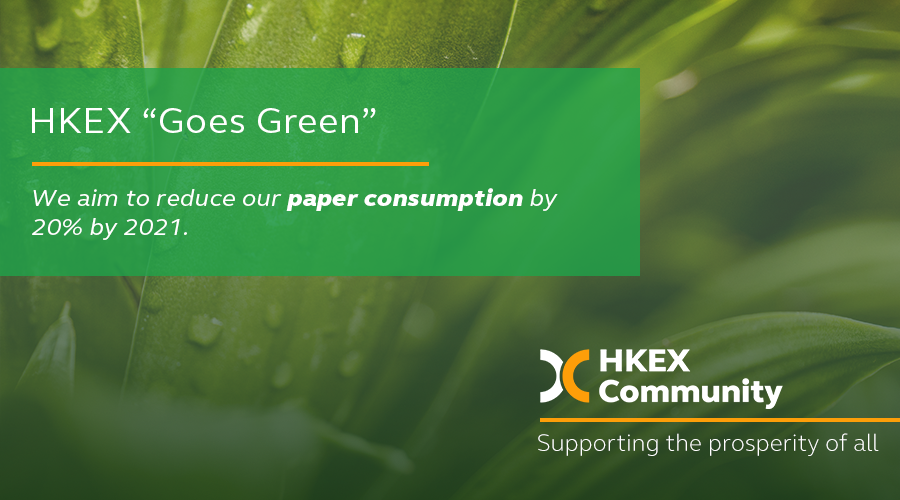 HKEXGroup's tweet photo. HKEX joins the international community to celebrate #EarthDay & beat #climatechange. As part of our commitment to manage our #environmental impacts, we have launched an ambitious target to reduce #paperconsumption by 20% by 2021. Tell us how you are supporting #EarthDay2020! https://t.co/lOWFKWhDKn