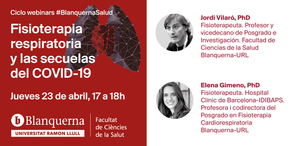 BlanquernaFCS's tweet photo. 📣Mañana‼️ Estrenamos ciclo de "Webinars #BlanquernaSalud", con la sesión: "Fisioterapia respiratoria y las secuelas del COVID-19". 
🗓Jueves 23 de abril
⏰17 a 18h
Ponentes: @VilaroJordi i @EleGim, especialistas en #fisioterapiarespiratoria

➡️ https://t.co/uhUoerMdWE https://t.co/z8xk0V2Ehj