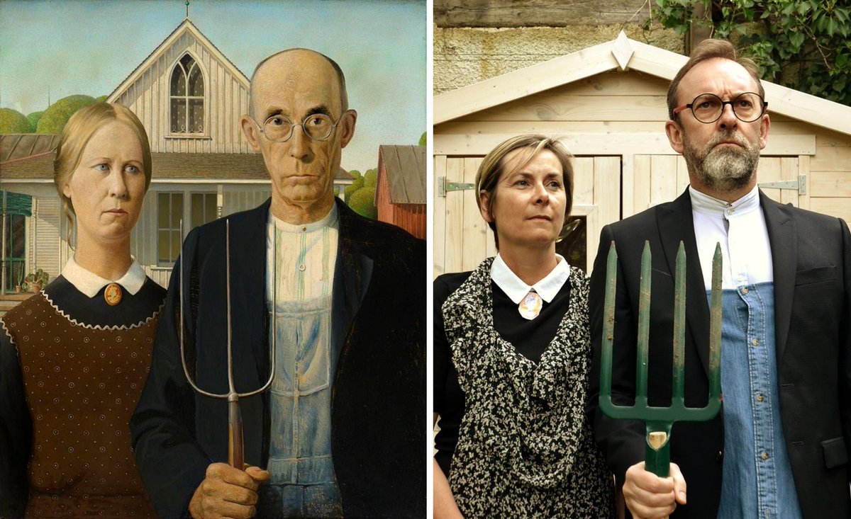 EricKrikey's tweet photo. American Gothic made in #lockdown #confinement #GettyMuseumChallenge https://t.co/B6I9NtUAH3