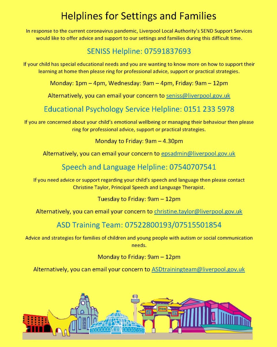 AshKnotty's tweet image. Liverpool SEND services offering advice and support to all families. Helpline numbers here. #SEND #SENDTwitterCommunity