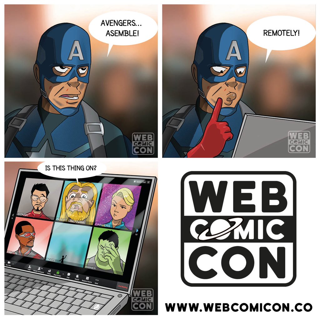 webcomicon's tweet image. Avengers: Covid Wars

Check us out at webcomicon.co

#selfisolation #socialdistancing #socialdistancing2020 #quarantine #quarantinelife #quarantinememes #webcomicon #webcomic #avengers #marvel #disney #disneyplus #zoommeeting #zoom #captainamerica #theavengers