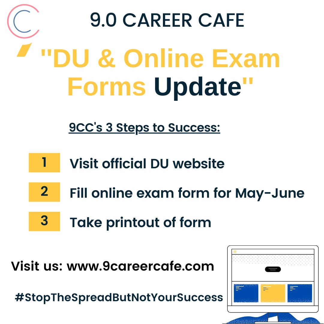 9CareerCafe's tweet photo. #students #success #covid19update #DelhiUniversity
#9CC's 3 Steps to Success:
Delhi University has issued #Online #Exam forms for May-June semester-end examinations.
Follow the steps here: https://t.co/TyMXWOMvLg
We at 9CC are here for you!
#StopTheSpreadButNotYourSuccess https://t.co/hLalLqOmuT