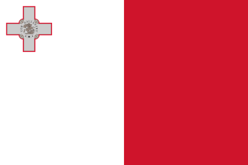 Malta. 7/10. Adopted in 1964. A very basic design which is saved by the intricate cross in the top left corner. A representation of the George Cross, awarded to Malta by George VI of the United Kingdom in 1942, is carried, edged with red.