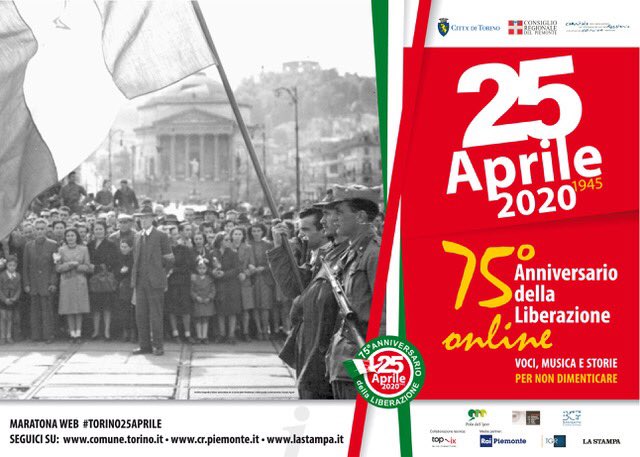 LegacoopPiemont's tweet photo. 🔴 75° ANNIVERSARIO DELLA LIBERAZIONE

I FESTEGGIAMENTI DEL 25 APRILE 2020 A TORINO CON UNA MARATONA ONLINE

Oltre 200 contenuti tra filmati, musica e racconti, 70 realtà culturali coinvolte e più di 300 ospiti tra scrittori, sociologi, storici, attori e politologi, realizzata > https://t.co/5jtU3wA7zi