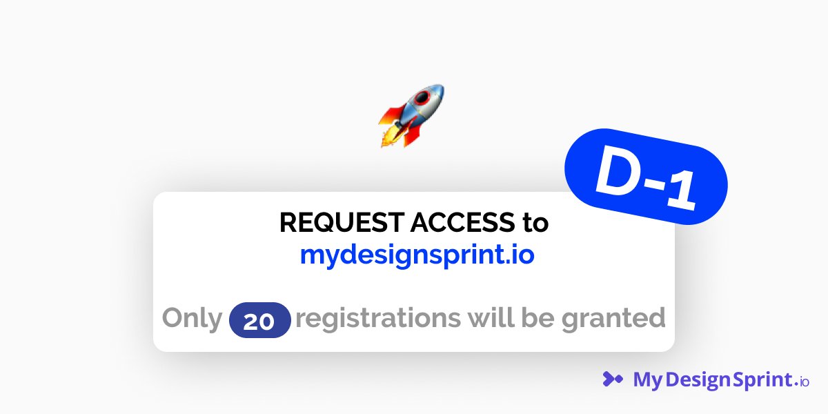 Hi, D-1 !!! discover the first design sprint tool.
Only 20 registrations will be open TOMORROW. 
Stay stuned if you want to be part of it ! 

#designsprint #tool #facilitator #sprintmaster #launch #product