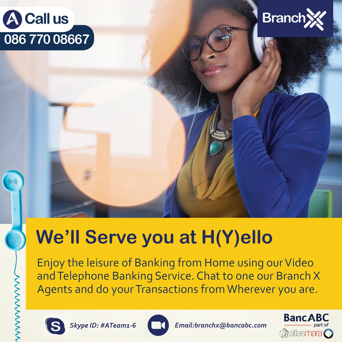 BancabcZW's tweet photo. Enjoy the leisure of banking from home using Video & Telephone Banking! ๐ฑ
Our #BranchX agents are here to serve you ๐
Contact Us on #WhatsApp
071 901 8635
071 901 8657
078 712 0899
073 121 3699
Contact Us on Skype #ATeam1 - #ATeam6
Transfer Funds, Pay Bills & more! ๐ณ๐ต https://t.co/uKZhz5Zqk5