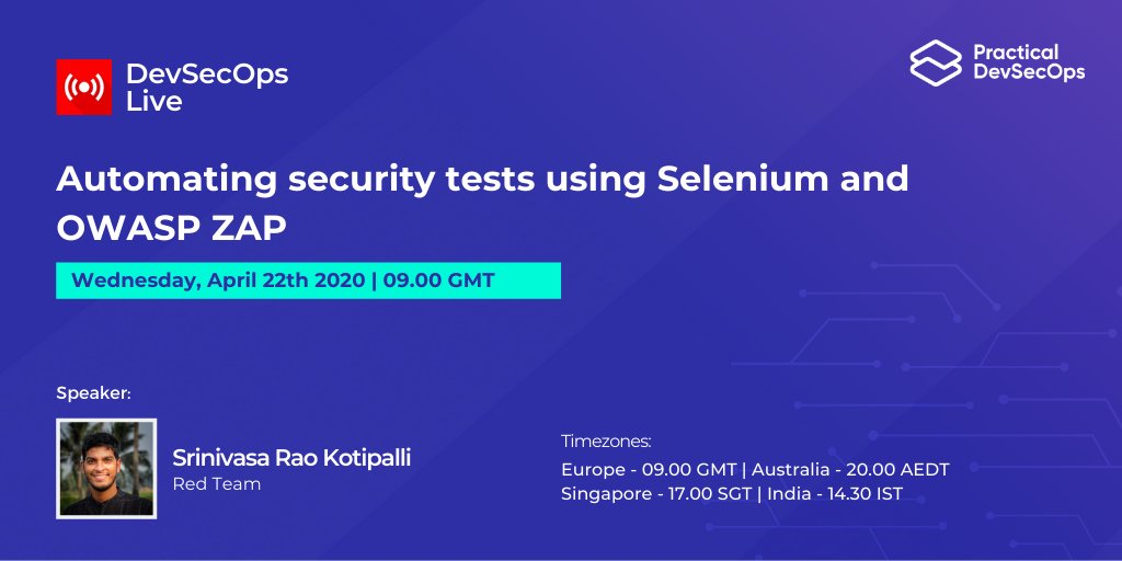 PDevsecops's tweet image. We are going live in 5 minutes. 🎙️
Join @srini0x00 and over 120 participants to learn how to integrate DAST into CI/CD Pipeline.
Haven't registered yet? you can watch the live feed at youtube.com/watch?v=WsO-CO…
#devsecopslive #devsecops #pdevsecops #hysn