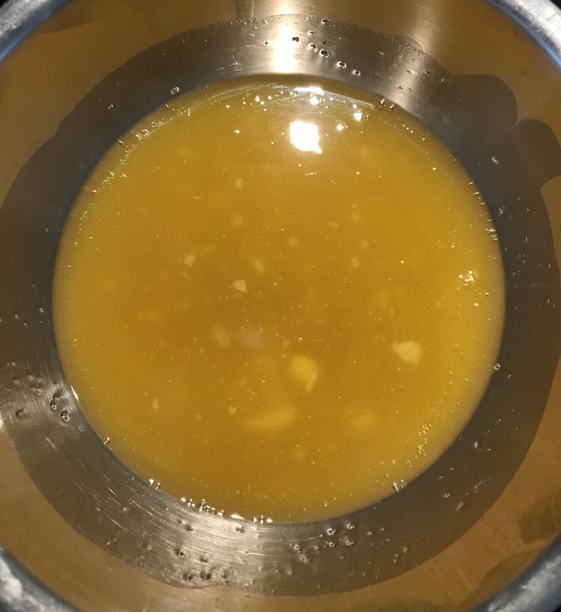 Because I don’t have all day, I cooked the oil with an ice bath until it was the thickness of good yoghurt. Be careful, it goes her very quickly if you do this so stir and keep on removing it from ice bath while stirring non-stop.