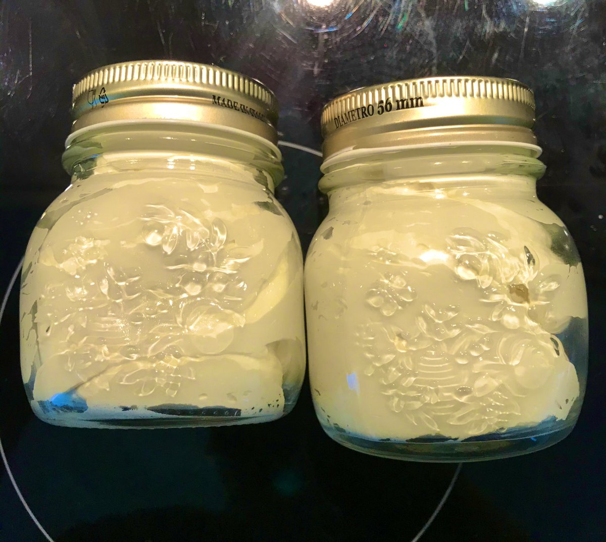 Then put in the body butter in a glass, screw on container and store well. I used a piping bag to get it in jars.